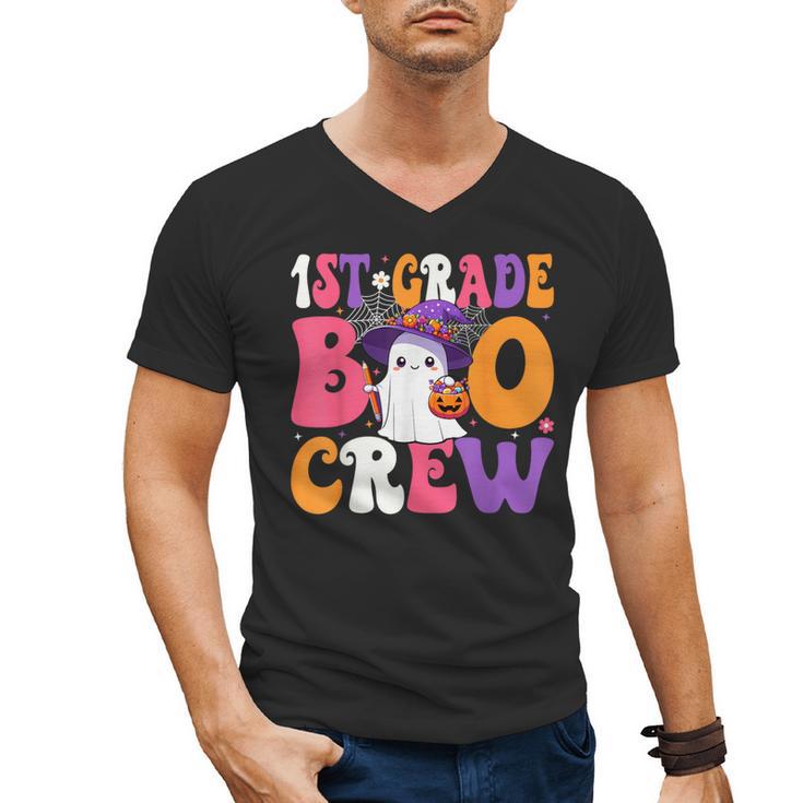 1st Grade Boo Crew Halloween First Grade Halloween Teacher Men's V-Neck T-Shirt