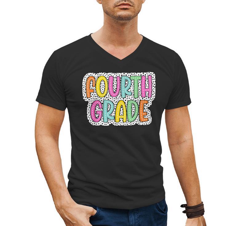 4th Grade Back To School Dalmatian Dots Teacher Student Men's V-Neck T-Shirt