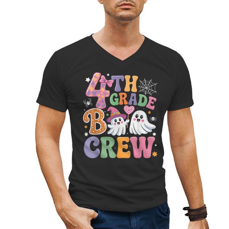 4th Grade Boo Crew Fourth Grade Teacher Kids Happy Halloween Men's V-Neck T-Shirt