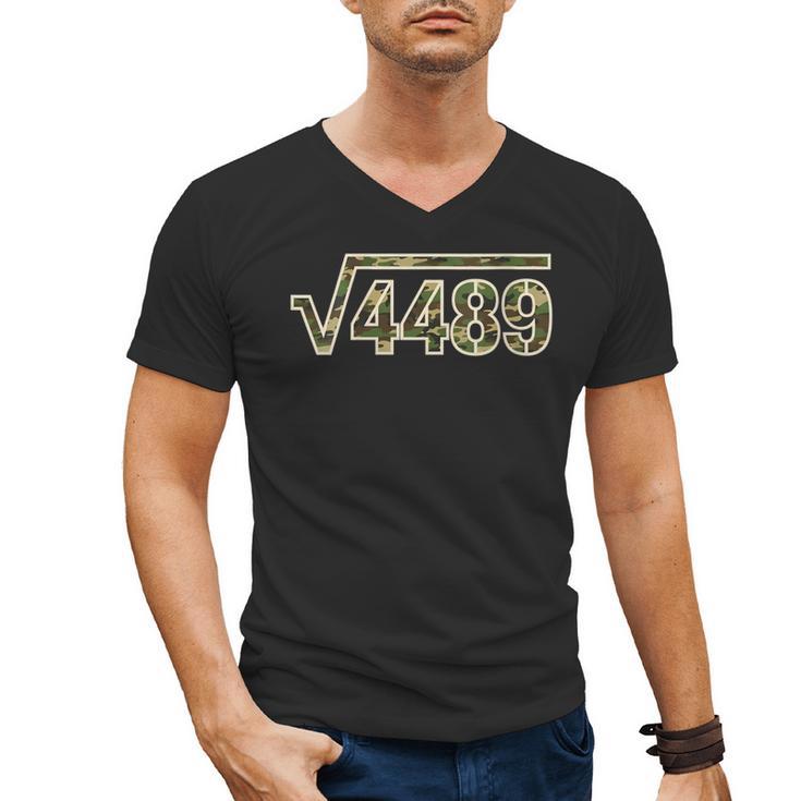 6 7 Army Camo Pattern Meme Square Root 4489 Math Teacher 67 Men's V-Neck T-Shirt