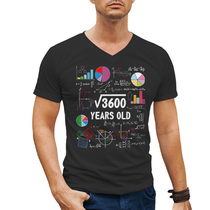 60 Year Old Math Teacher Square Root Of 3600 60th Birthday Men's V-Neck T-Shirt