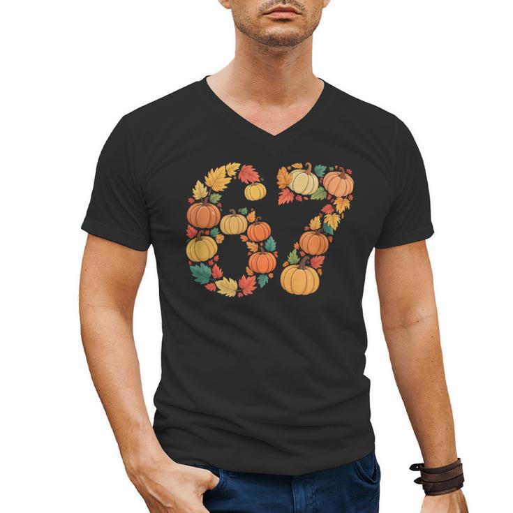 67 6 7 Fall Leaves For Teachers 67 Teacher Men's V-Neck T-Shirt