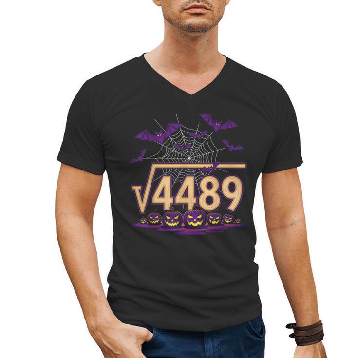 67 Meme Math Teacher Square Root 4489 Halloween Men's V-Neck T-Shirt