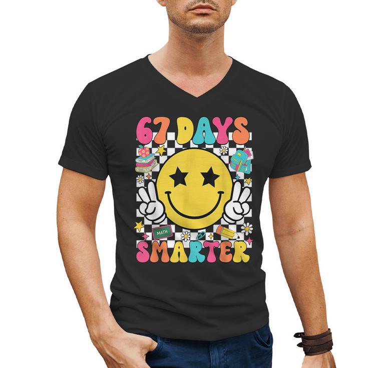 67th Day Of School Shirt 67 Days Smarter Teacher Boy Girls Men's V-Neck T-Shirt