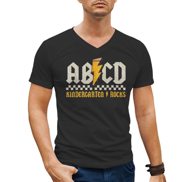 ABCD Kindergarten Rocks Pencil Lightning Students Teachers Men's V-Neck T-Shirt