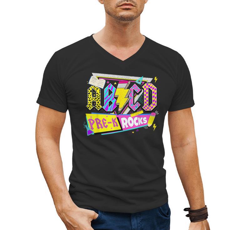 ABCD Pre-K Rocks Back To School PreK Kindergarten Teacher Men's V-Neck T-Shirt