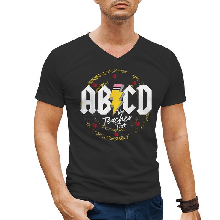 ABCD The Teacher Tour Last Day Of School Rockin' Teacher Men's V-Neck T-Shirt