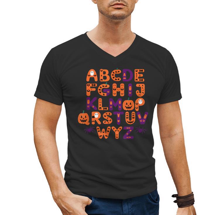 ABCs Learning Kindergarten Teacher Halloween Alphabet Men's V-Neck T-Shirt