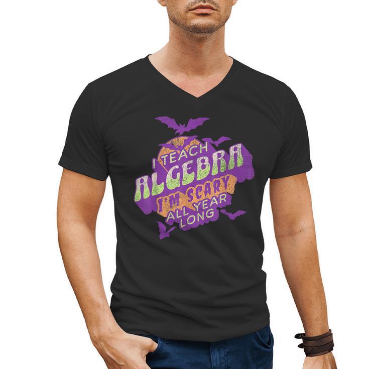 Algebra Teacher Halloween Spooky Ghost Math Mathematics Grad Men's V-Neck T-Shirt
