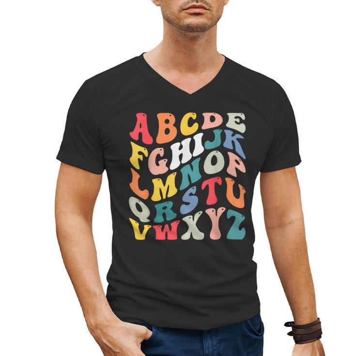 Alphabet Hi Back To School ABC Pre K Kindergarten Teacher Men's V-Neck T-Shirt