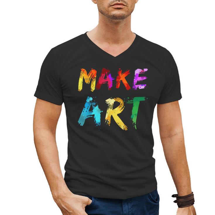 Make Art Painter Artist Teacher Artsy Men Women Kids Men's V-Neck T-Shirt