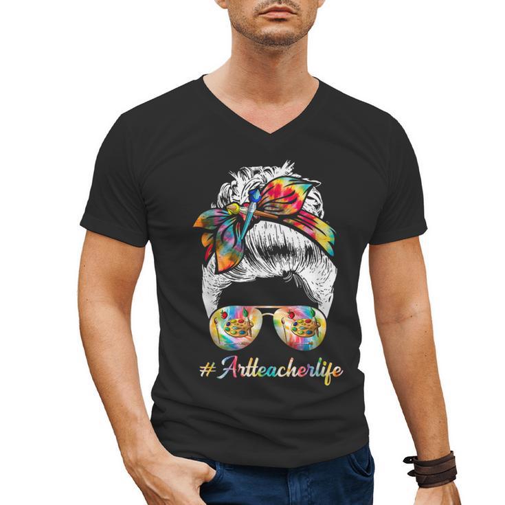 Art Teacher Life Messy Bun Back To School Art Teacher Men's V-Neck T-Shirt