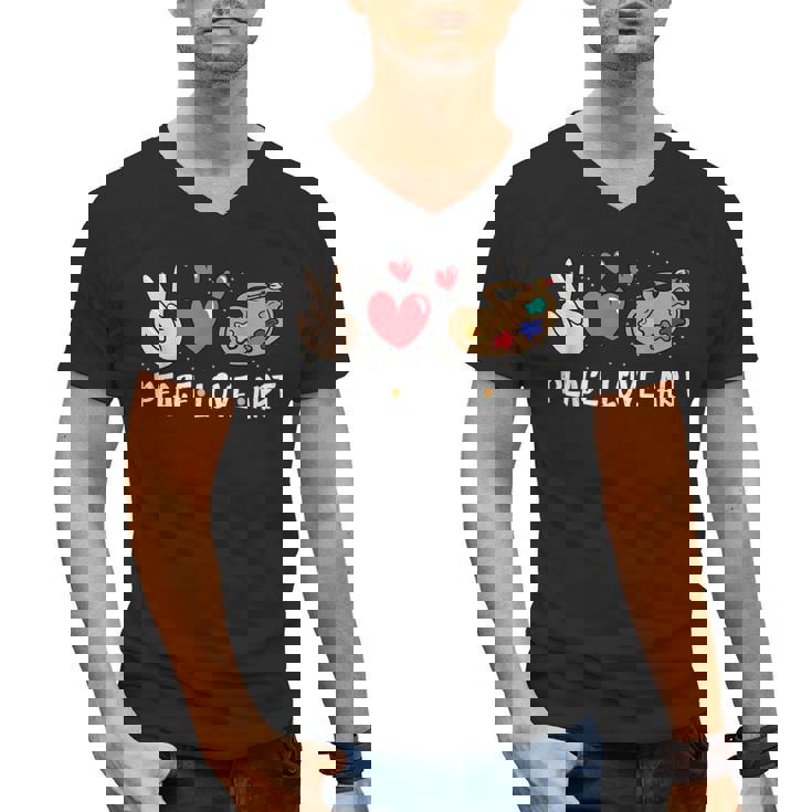 Art Teacher Peace Love Art For Artists And Painters Men&#x27;s V-Neck T-Shirt