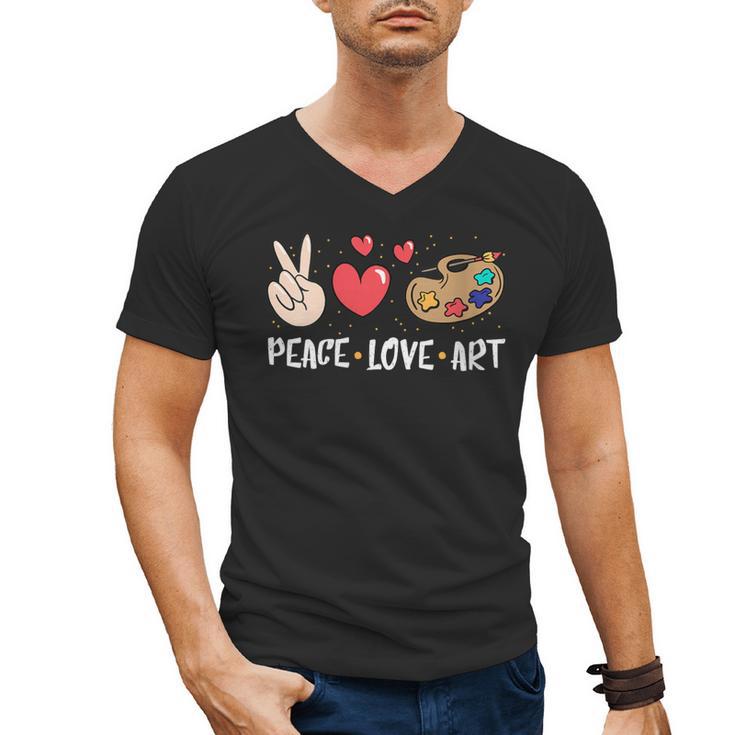 Art Teacher Peace Love Art For Artists And Painters Men's V-Neck T-Shirt