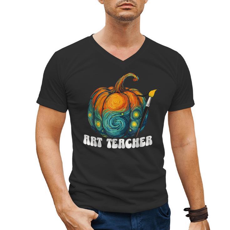 Art Teacher Pumpkin Halloween Night Men Women Men's V-Neck T-Shirt