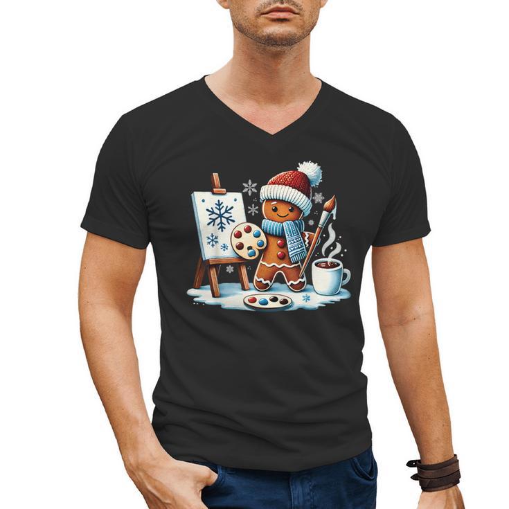 Artist Gingerbread Painter Art Teacher Student Christmas Men's V-Neck T-Shirt