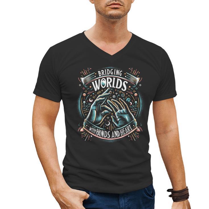 ASL Interpreter Deaf ASL Teacher American Sign Language Men's V-Neck T-Shirt