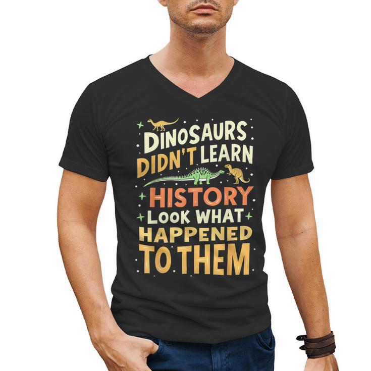 Back To School Dinosaur Social Studies Teacher Student Men's V-Neck T-Shirt