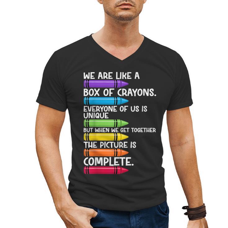 Back To School Teacher We Are Like A Box Of Crayons Men's V-Neck T-Shirt