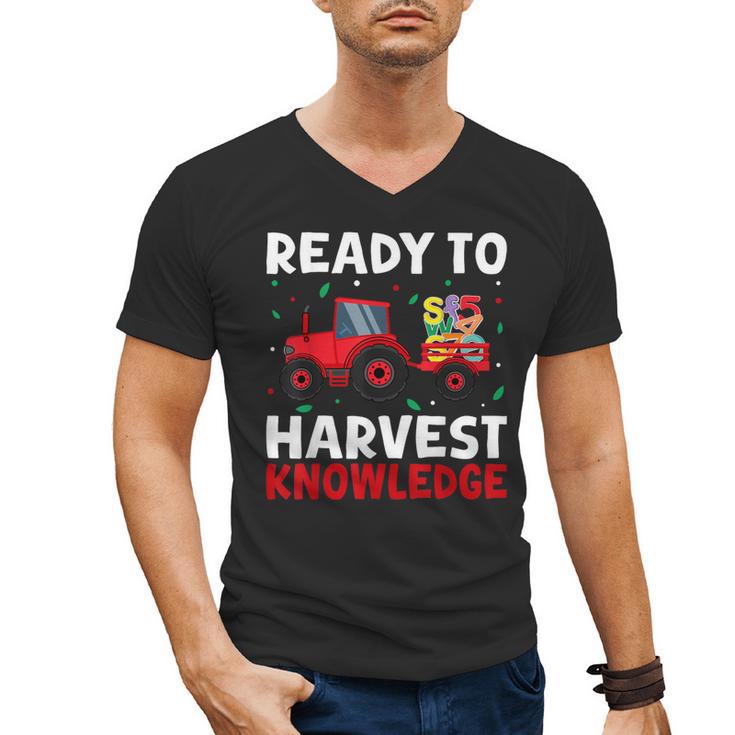 Back To School Teacher Farming Tractor Farmer Kids 100th Day Men's V-Neck T-Shirt