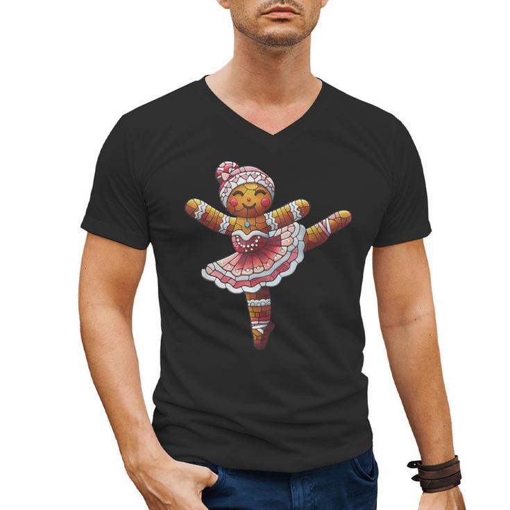 Ballet Dancer Gingerbread Christmas Dance Teacher Girl Women Men's V-Neck T-Shirt