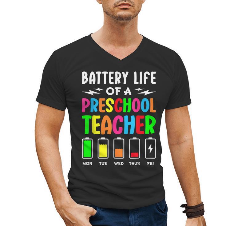 Battery Life Of a Preschool School Teacher School Week Men's V-Neck T-Shirt