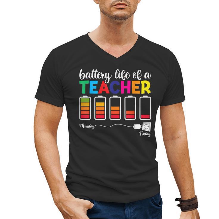Battery Life Of a Teacher Shirt Thanksgiving Teacher Men's V-Neck T-Shirt
