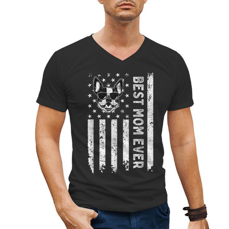 Best Boston Terrier Dog Mom Ever USA Flag For Men Women Kids Men's V-Neck T-Shirt
