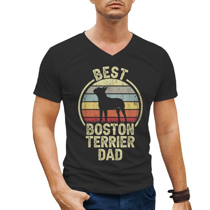 Best Dog Father Dad Vintage Boston Terrier For Men Women Men's V-Neck T-Shirt