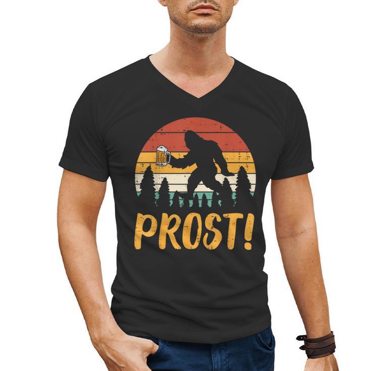 Bigfoot Sasquatch Prost Retro Bavarian Oktoberfest Men Women Men's V-Neck T-Shirt