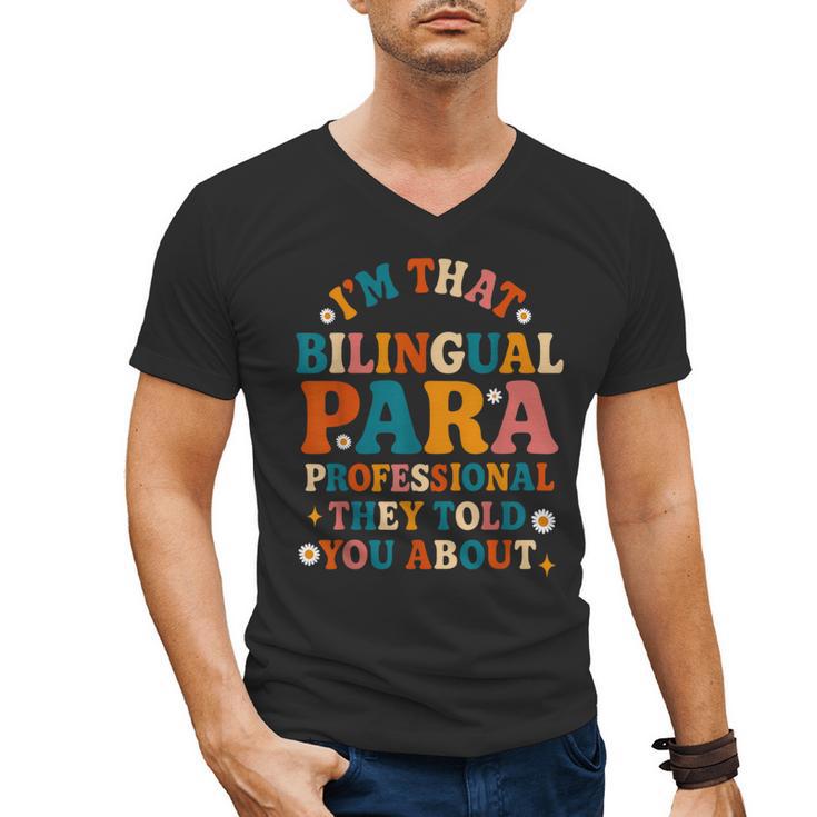 Bilingual Paraeducator Paraprofessional Parapro Teachers Men's V-Neck T-Shirt