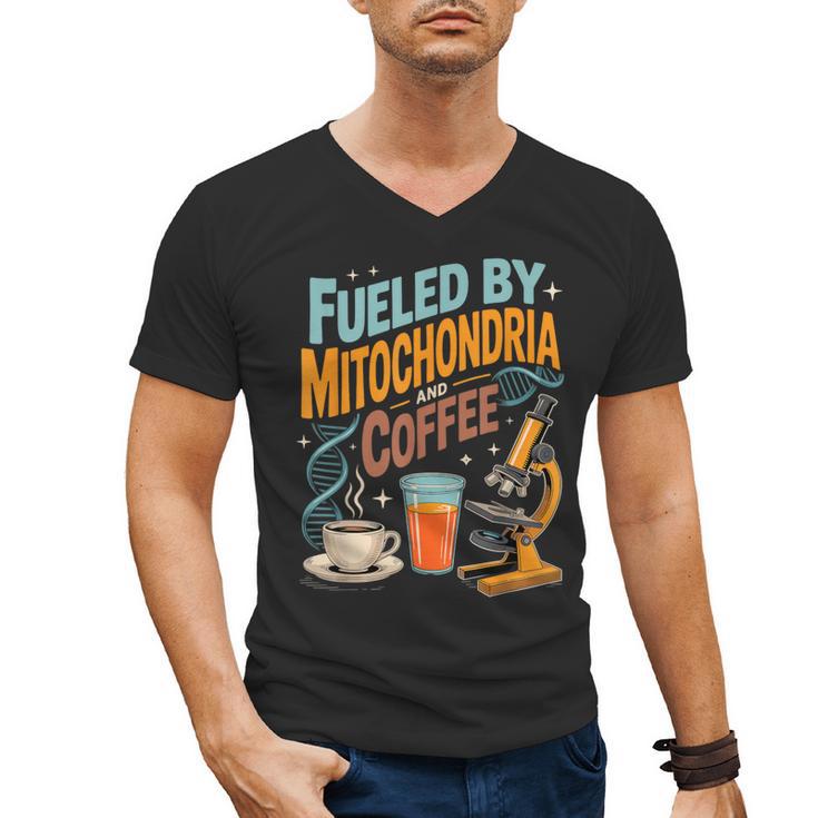 Biology Teacher Science Fueled By Mitochondria Coffee Men's V-Neck T-Shirt