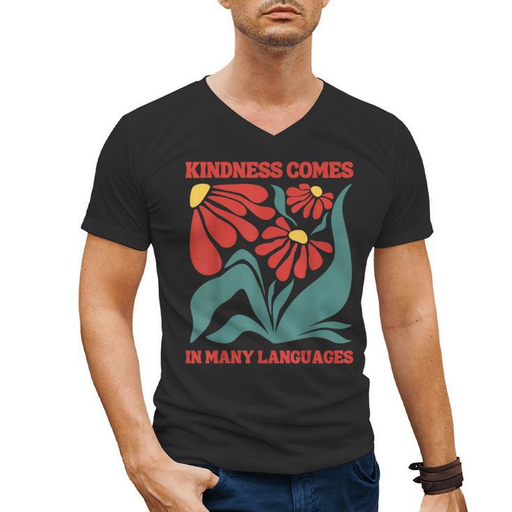 Boho Flower ESL Teacher Kindness Comes In Many Languages Men's V-Neck T-Shirt