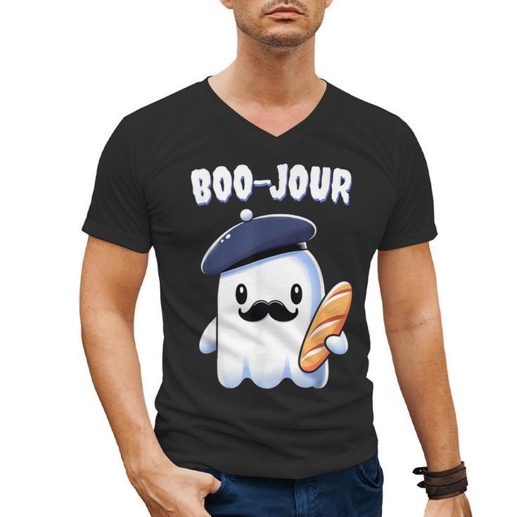 Boo Jour Ghost French Teacher Vintage Teacherlife Groovy Men's V-Neck T-Shirt