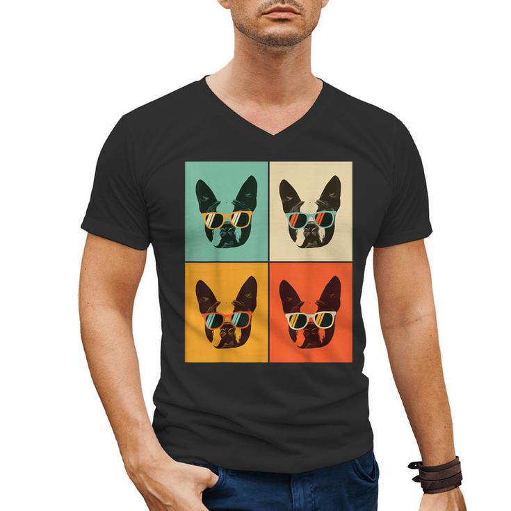 Bostie Dog Lover  Boston Terrier With Sunglasses For Men Women Girls Kids Men's V-Neck T-Shirt