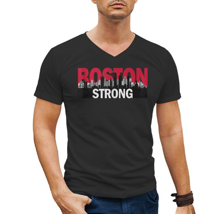 Boston Strong Logo Vintage Boston City Skyline Men's V-Neck T-Shirt