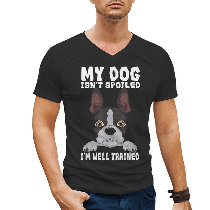 Boston Terrier American Gentleman Dog Lover I'm Well Trained Men's V-Neck T-Shirt