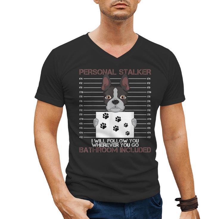 Boston Terrier American Gentleman Personal Stalker Dog Lover Men's V-Neck T-Shirt