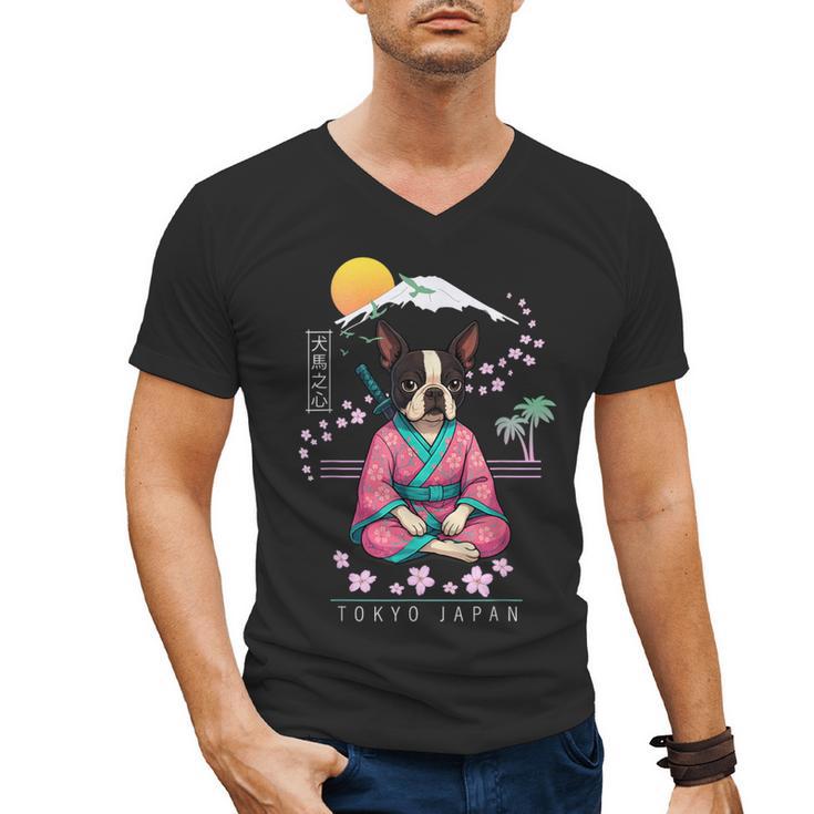 Boston Terrier Boston Bull Terrier Men's V-Neck T-Shirt