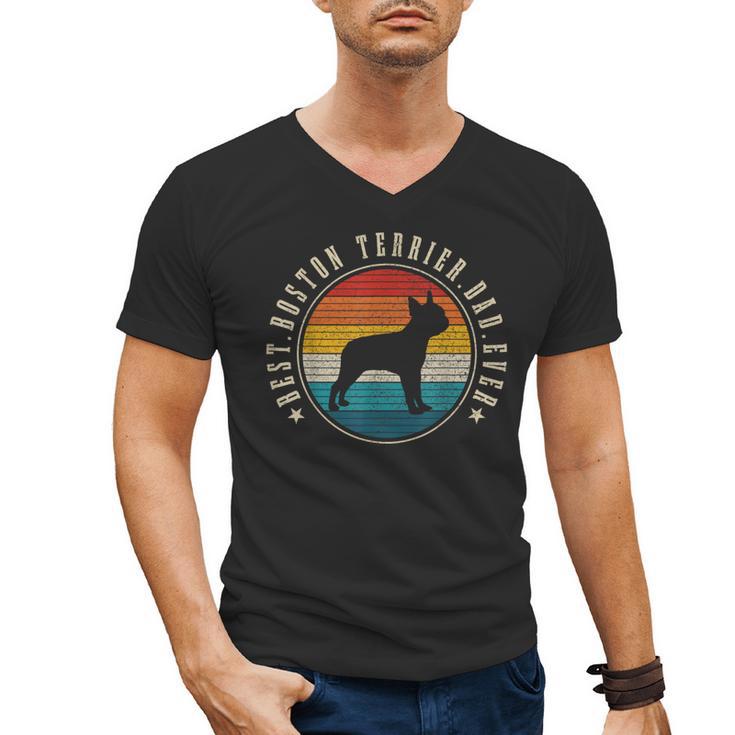 Boston Terrier Dad Retro Vintage Dog Bostie Dad Men Men's V-Neck T-Shirt