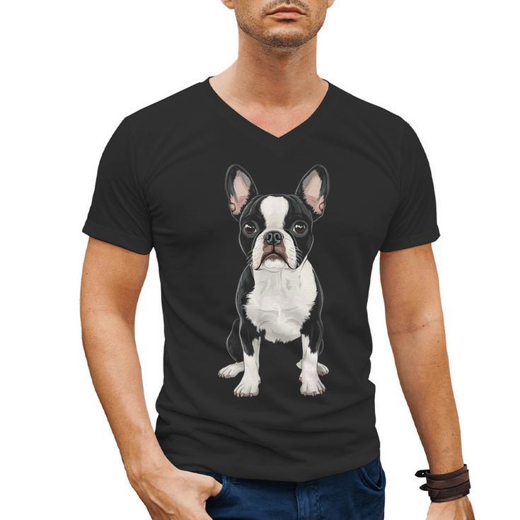 Boston Terrier Dog Motif Pet Art Boston Terrier For Men Women Kids Men's V-Neck T-Shirt