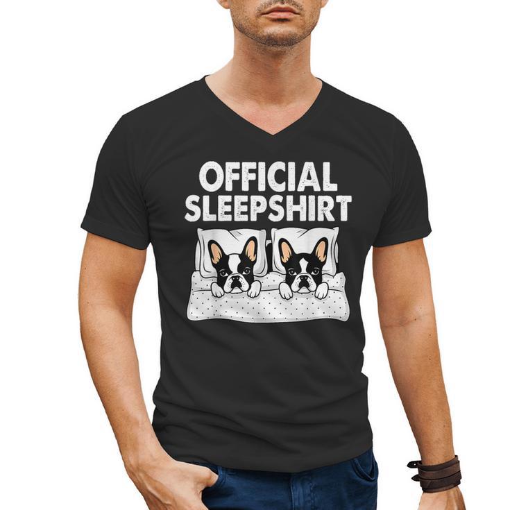 Boston Terrier Dog Official Sleep Pajamas Nightgown Men's V-Neck T-Shirt