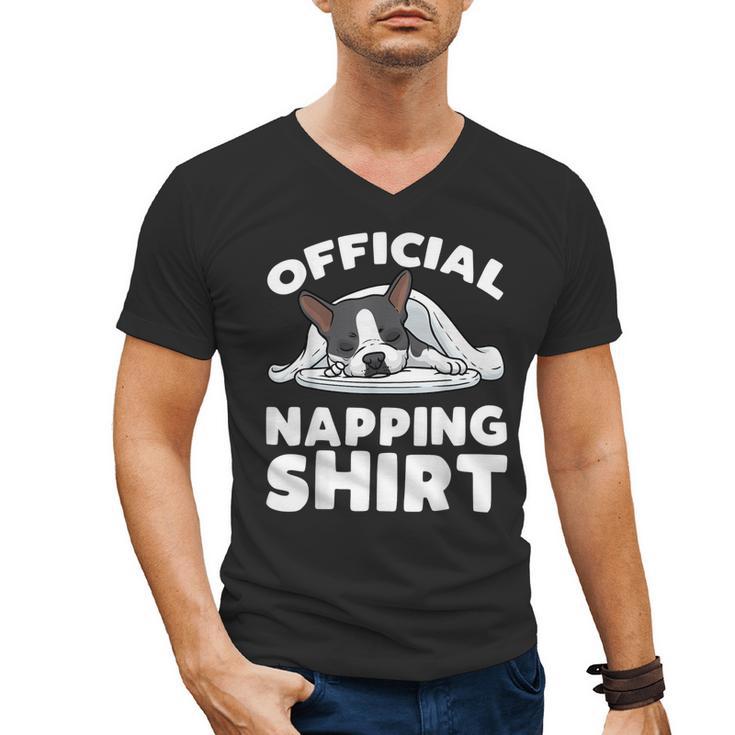 Boston Terrier Dog Official Sleeping Shirt Men Women Kids Men's V-Neck T-Shirt