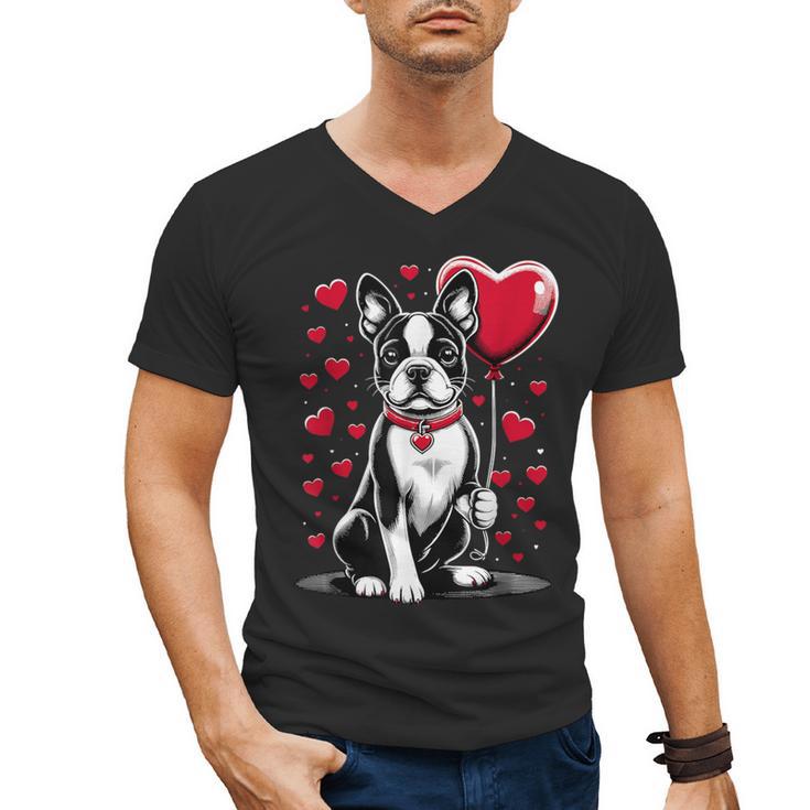 Boston Terrier Dog Valentine's Day Dog Owner Valentine Men's V-Neck T-Shirt