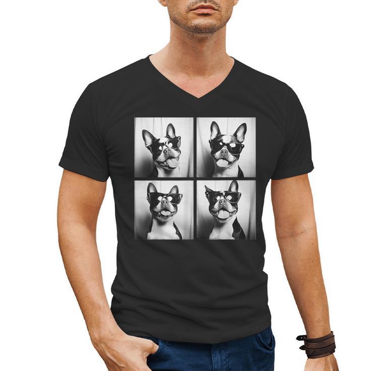 Boston Terrier Dogs With Sunglasses Photo Pets Meme Men's V-Neck T-Shirt