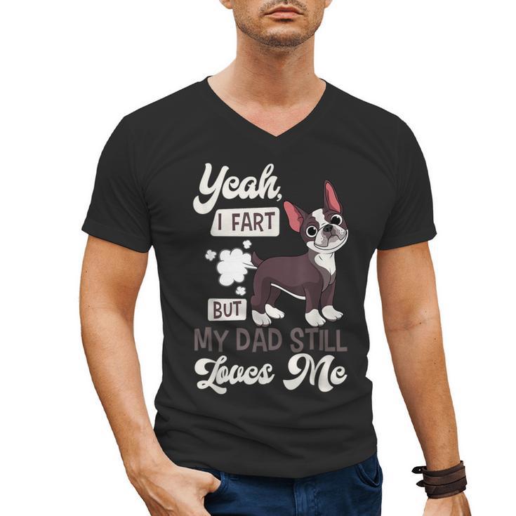 Boston Terrier Fart American Gentleman Non-Sporting Dog Men's V-Neck T-Shirt