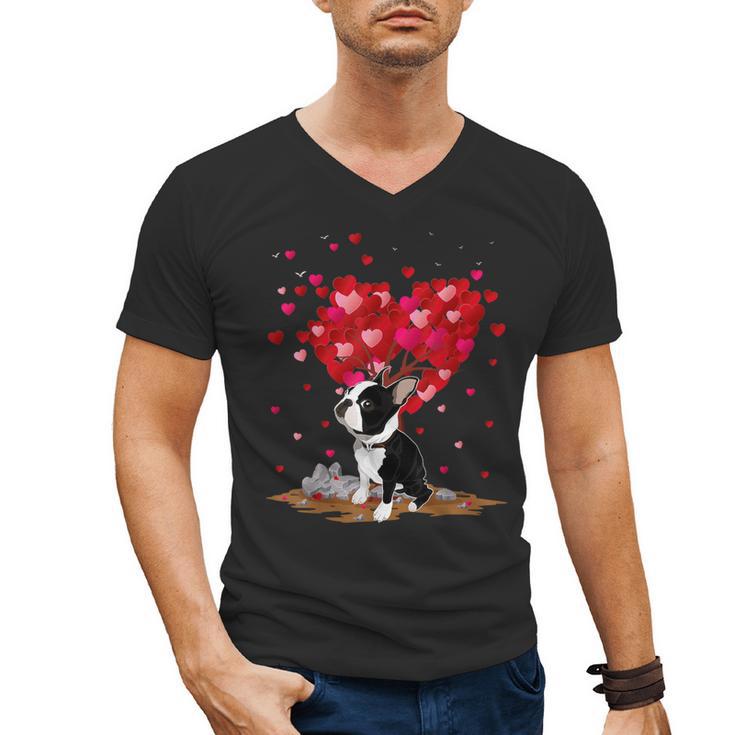 Boston Terrier Lover Heart Shape Boston Terrier Valentine Men's V-Neck T-Shirt