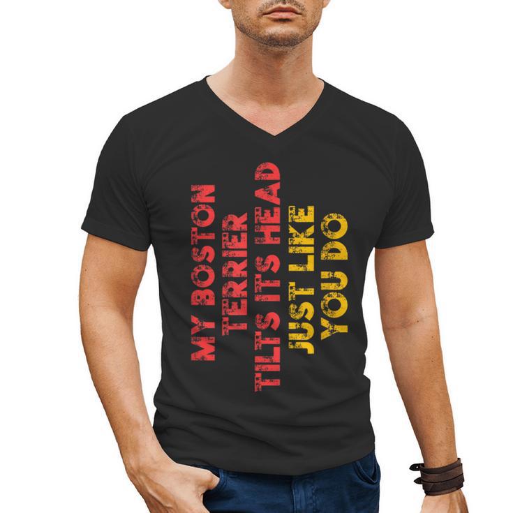 Boston Terrier Mom Dad Dog Lover Owner Women Men Men's V-Neck T-Shirt