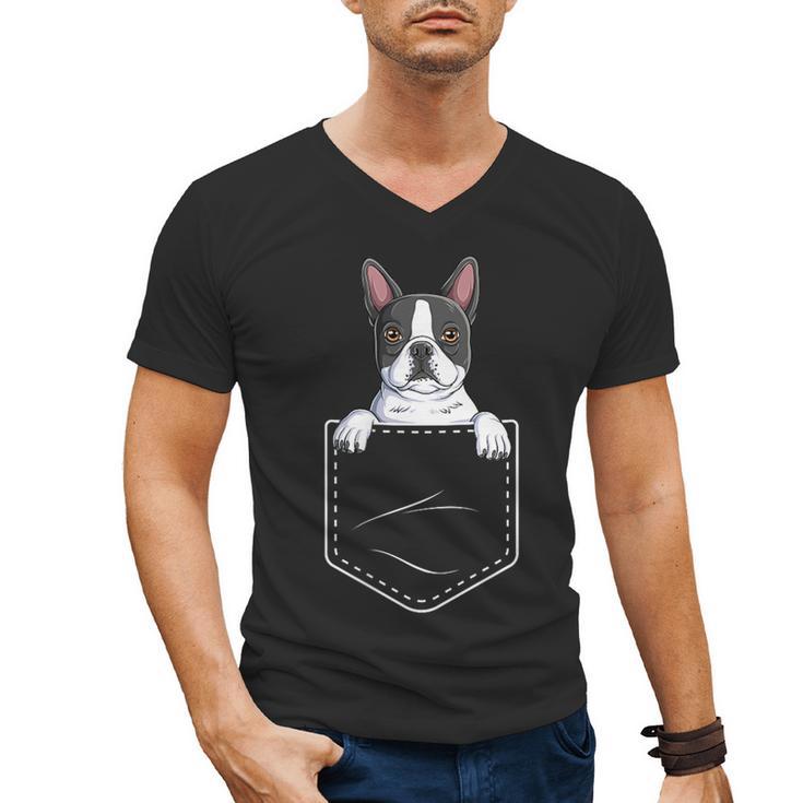 Boston Terrier In The Pocket Cute Boston Terrier Dog Lovers For Men Women Girls Kids Men's V-Neck T-Shirt