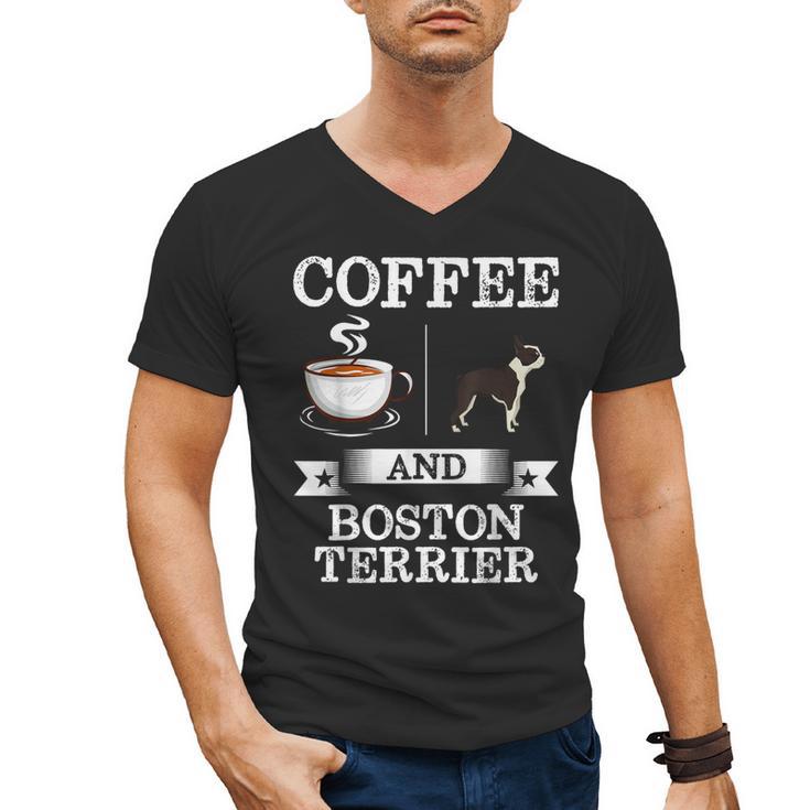 Boston Terrier Shirt Coffee And Boston Terrier Cute Dog  For Men Women Girls Kids Men's V-Neck T-Shirt